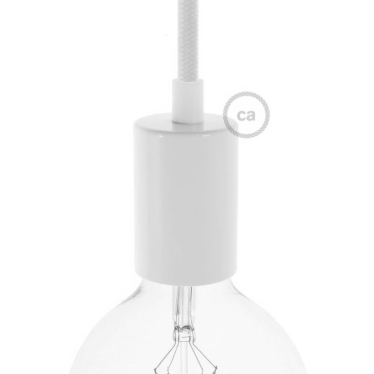 E27 Metall-Lampenfassungs-Set zylindrisch – Glänzend Weiß – Ansicht 5