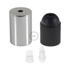 Zylindrisches Lampenfassungen-Set E27 aus Metall - Chrom – Ansicht 2