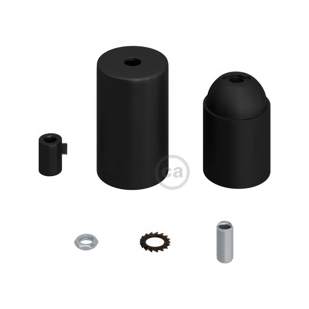 Kit Lampenfassungen E27 zylindrisch aus Metall - Schwarz – Ansicht 6