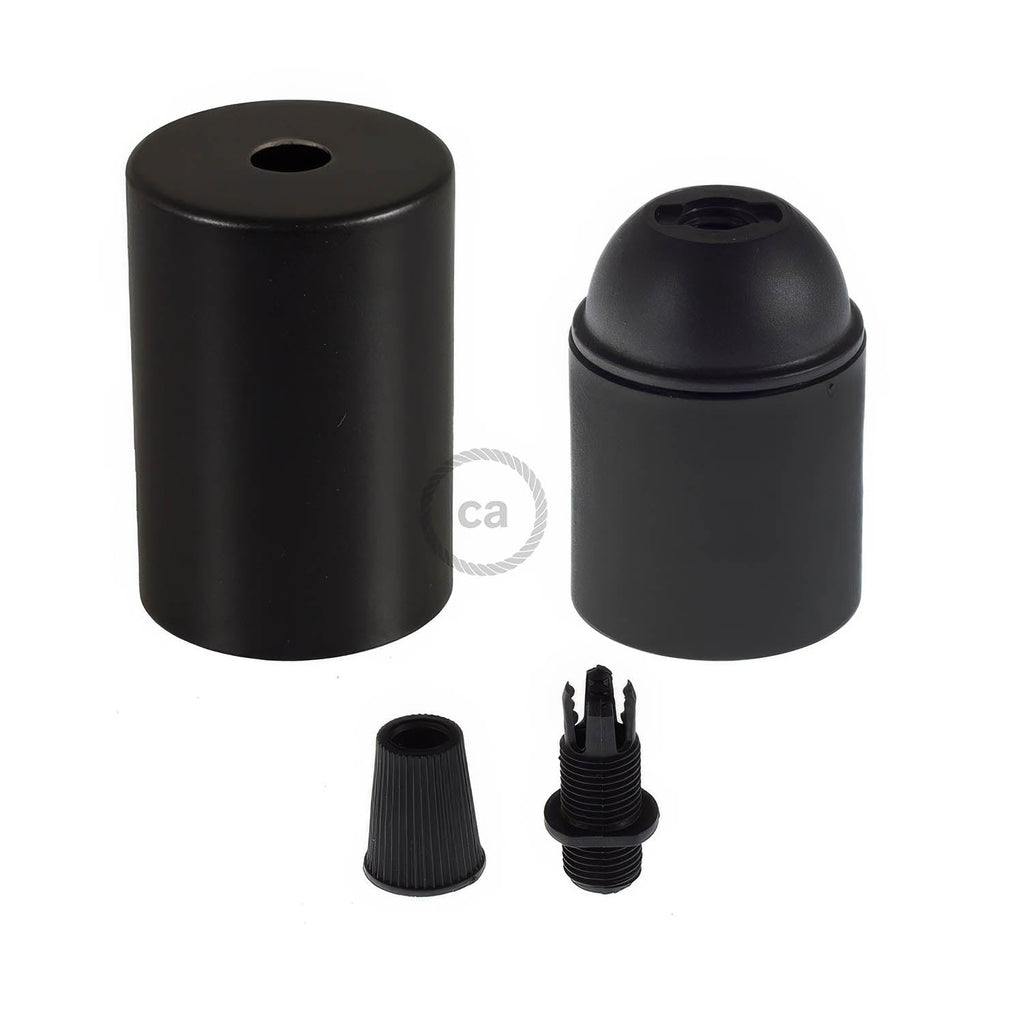 Kit Lampenfassungen E27 zylindrisch aus Metall - Schwarz – Ansicht 2