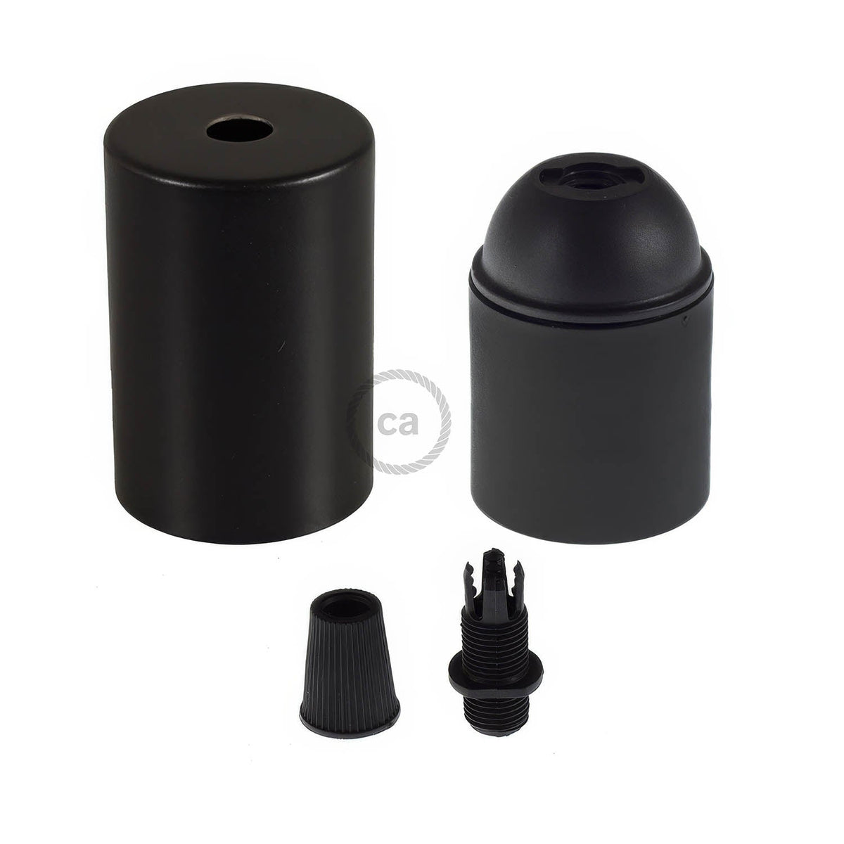 Kit Lampenfassungen E27 zylindrisch aus Metall - Schwarz – Ansicht 2