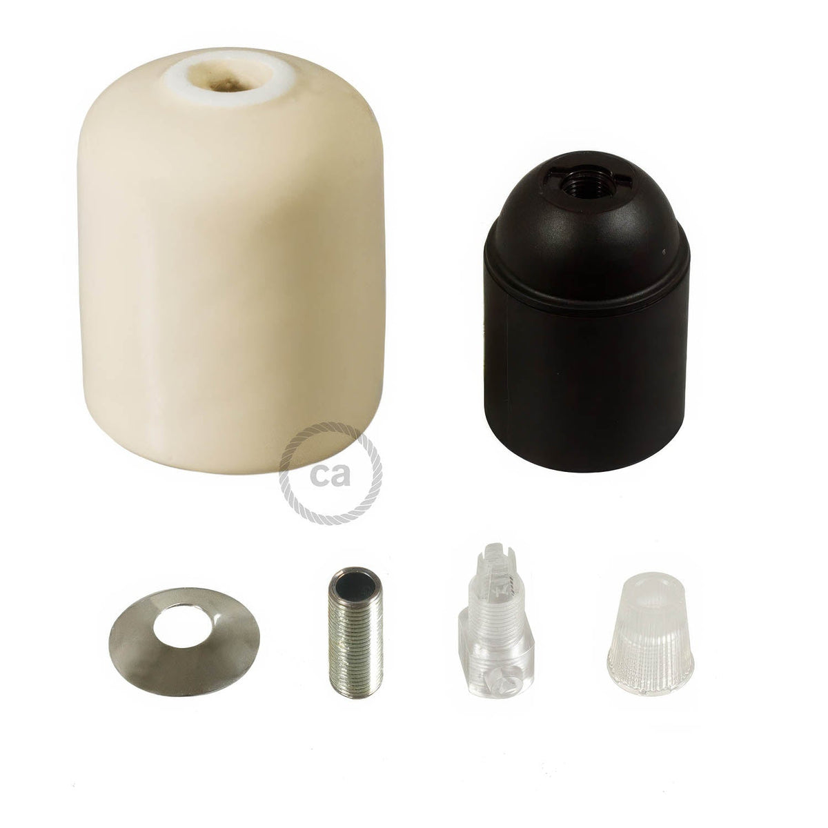 Kit E27 Lampenfassung aus Keramik – Elfenbein – Ansicht 2