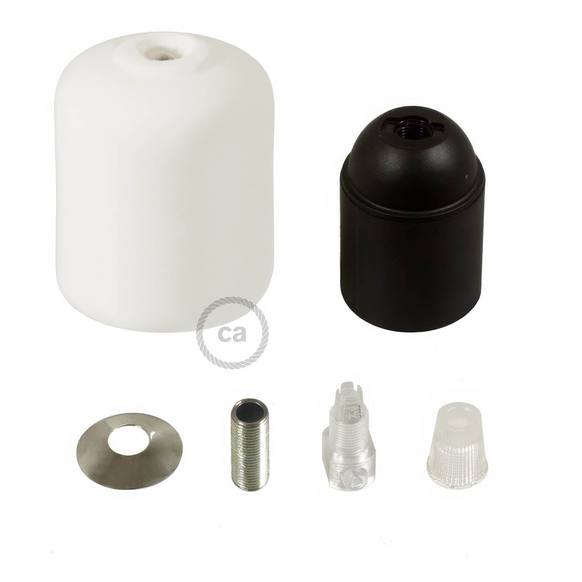 Kit Lampenfassungen E27 aus Keramik – Weiß – Ansicht 2