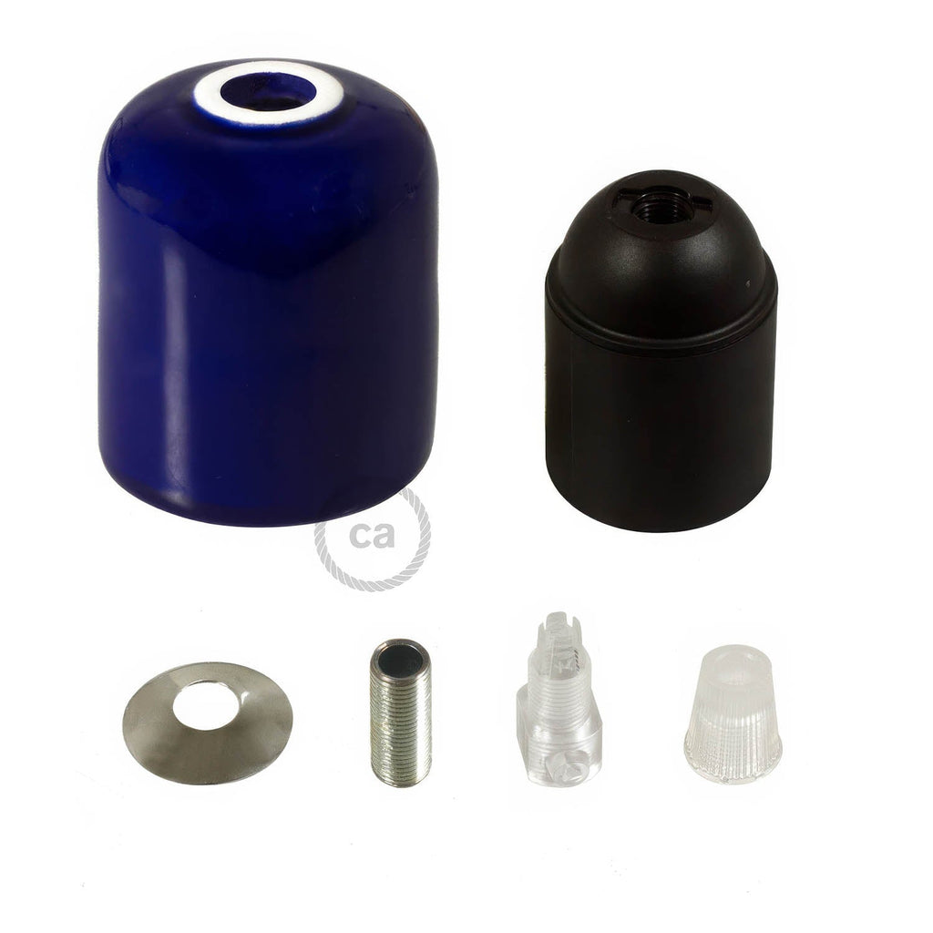 E27 Lampenfassung-Kit aus Keramik – Blau – Ansicht 2