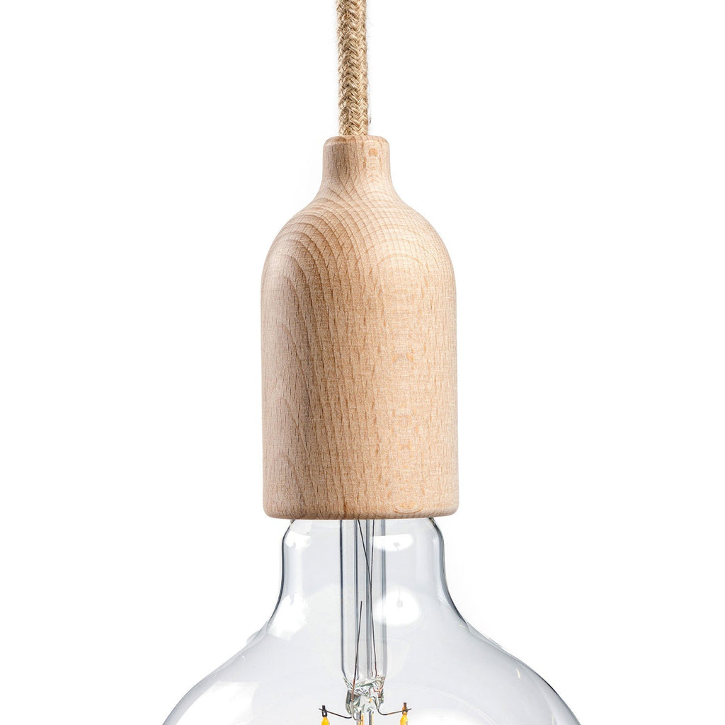 Kit E27-Lampenfassung aus Holz mit verdeckter Zugentlastung – Natur