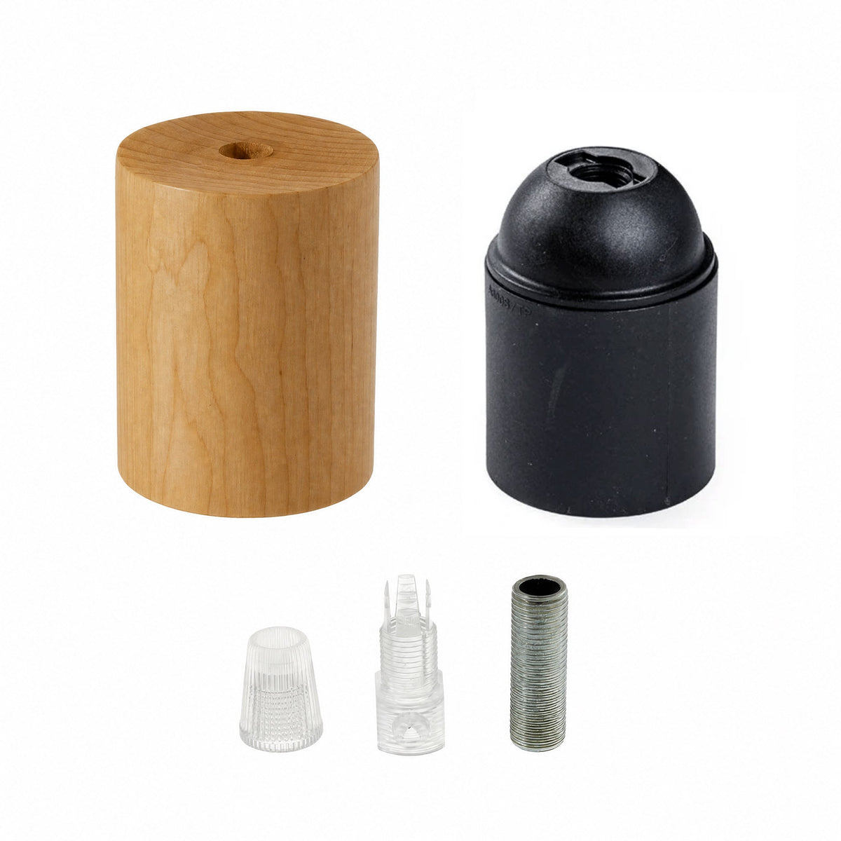 Kit Lampenfassungen E27 aus Holz - Erle – Ansicht 2