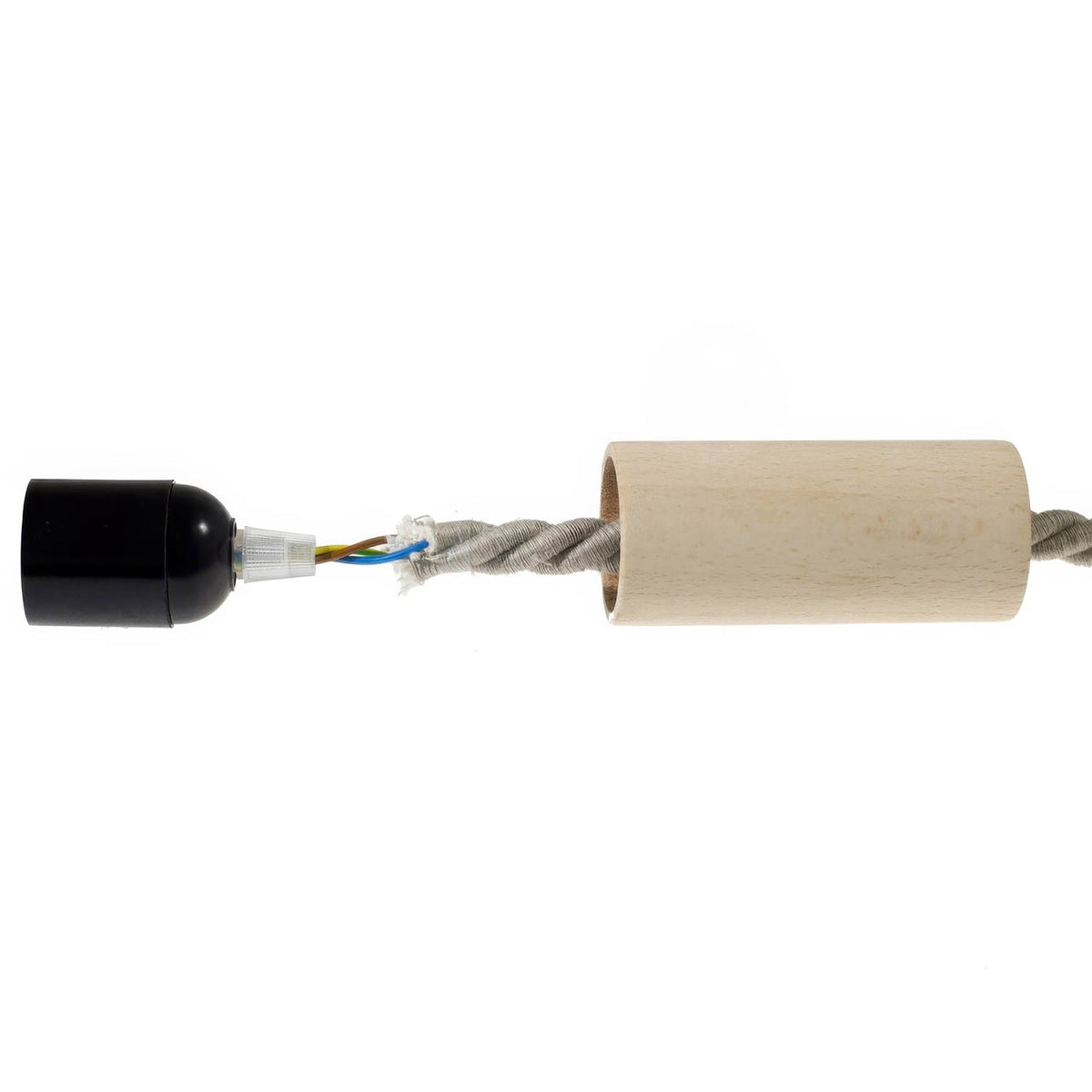 Holz-Lampenfassung E27 für XL-Kordel – Neutral – Ansicht 4