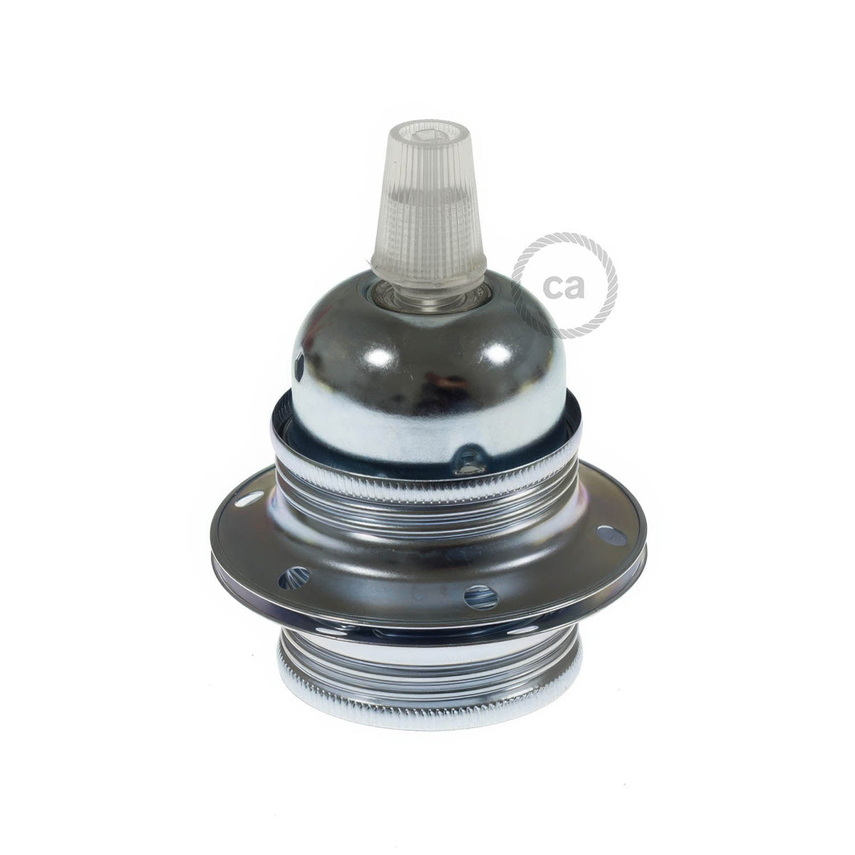 E27-Lampenfassungs-Set aus Metall mit Doppelring für Lampenschirm – Silber – Ansicht 3