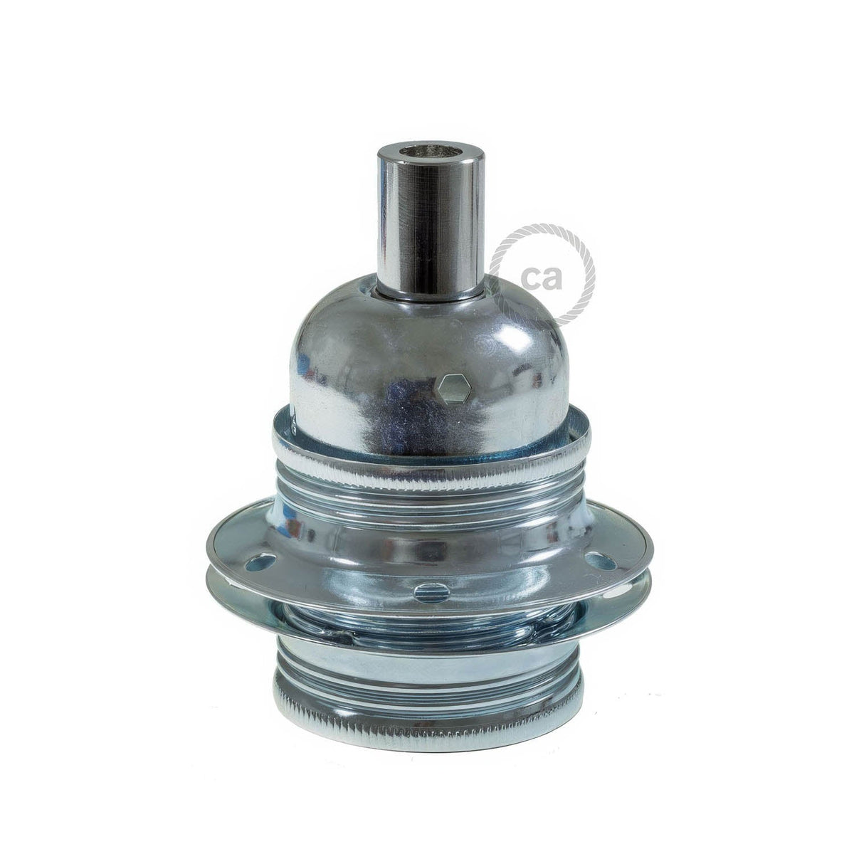 E27-Lampenfassungs-Set aus Metall mit Doppelring für Lampenschirm – Silber – Ansicht 6