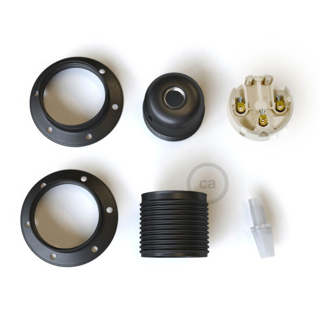 E27-Lampenfassungs-Kit aus Metall mit Doppelmutter für Lampenschirm – Gewehrlauf-Finish – Ansicht 2