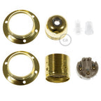 Kit Lampenfassung E27 aus Metall mit doppelter Klemmscheibe für Lampenschirm – Messing – Ansicht 2