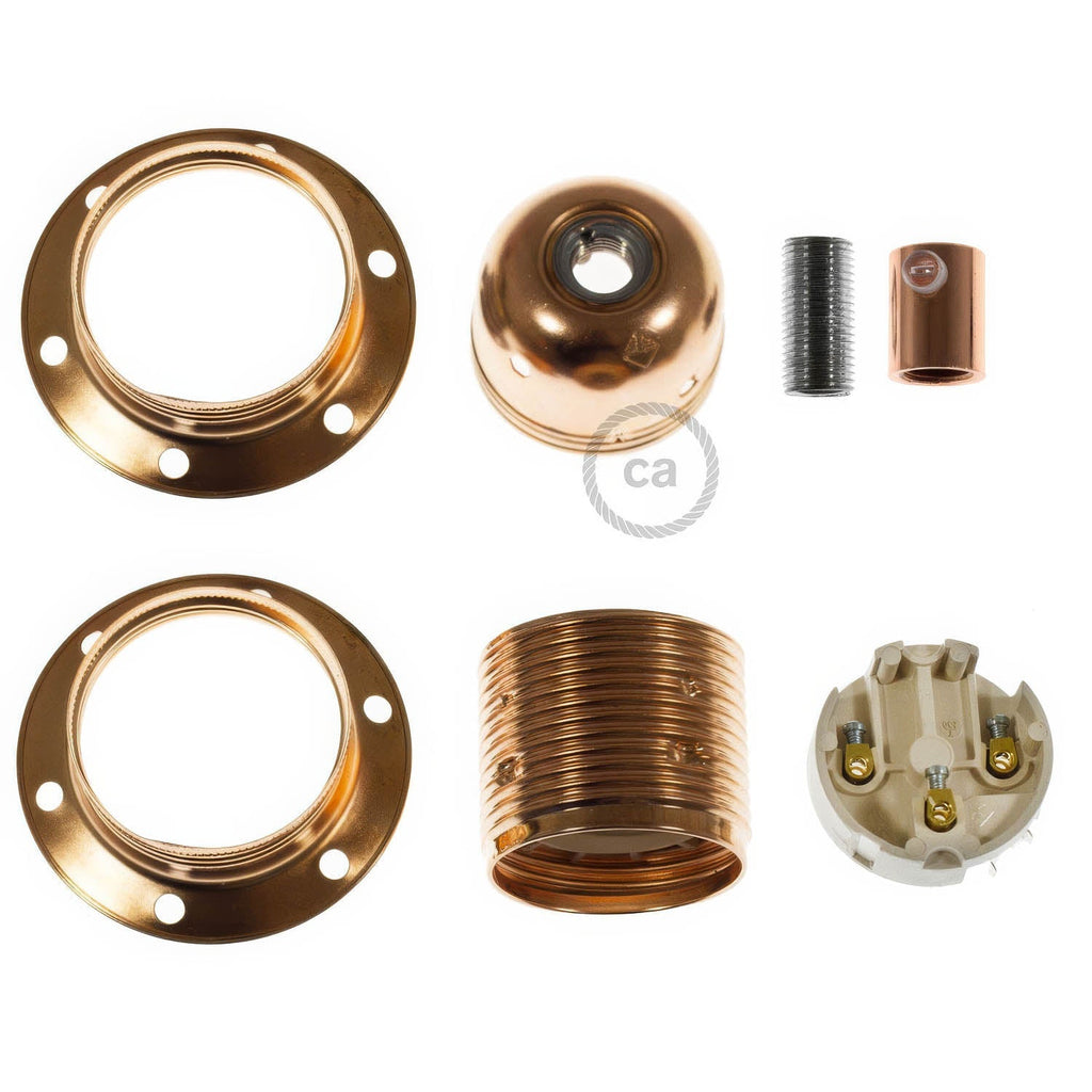 E27-Lampenfassungs-Kit aus Metall mit Doppelring für Lampenschirm – Kupfer – Ansicht 5