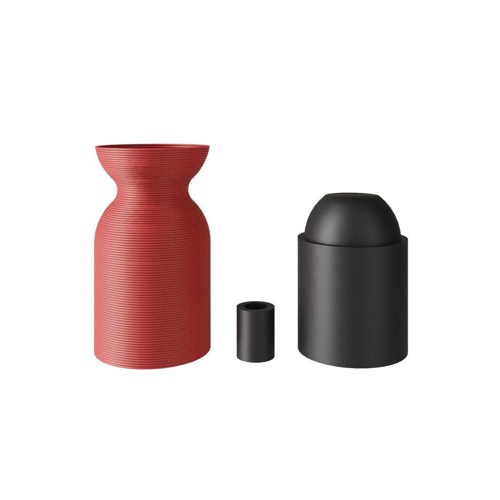 E27 Lampenfassungsset aus recyceltem Kunststoff mit 3D-Druck – Terrakotta – Ansicht 2