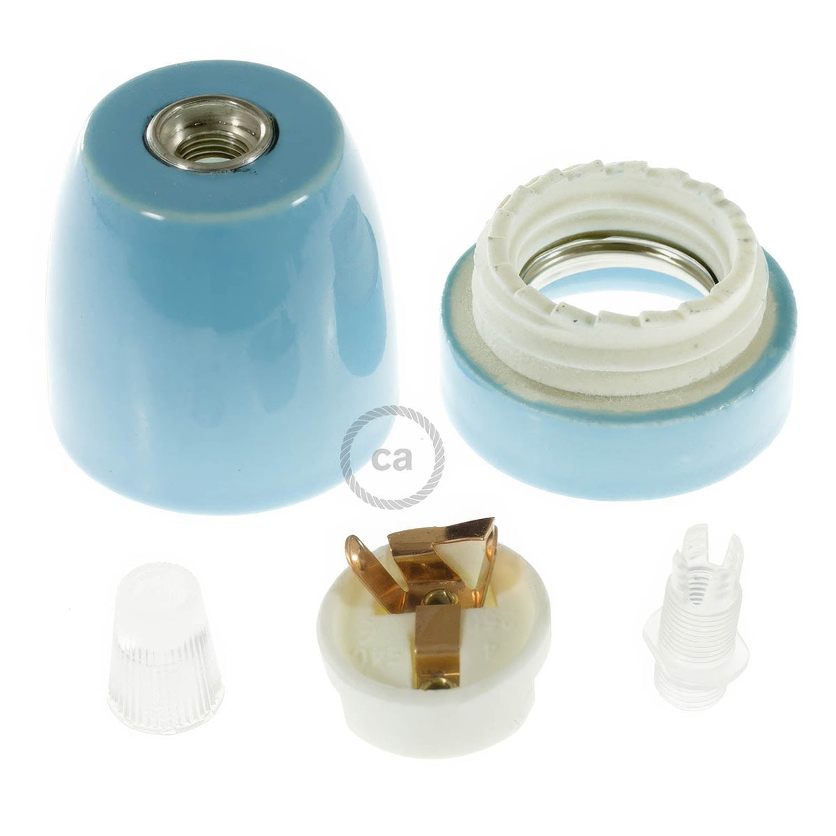 Kit E27-Lampenfassung aus Porzellan – Hellblau – Ansicht 2