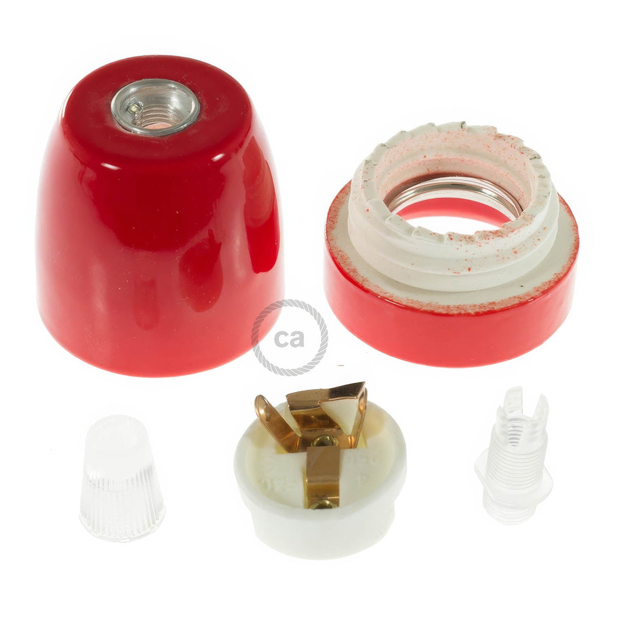 Kit Lampenfassungen E27 aus Porzellan - Rot – Ansicht 2
