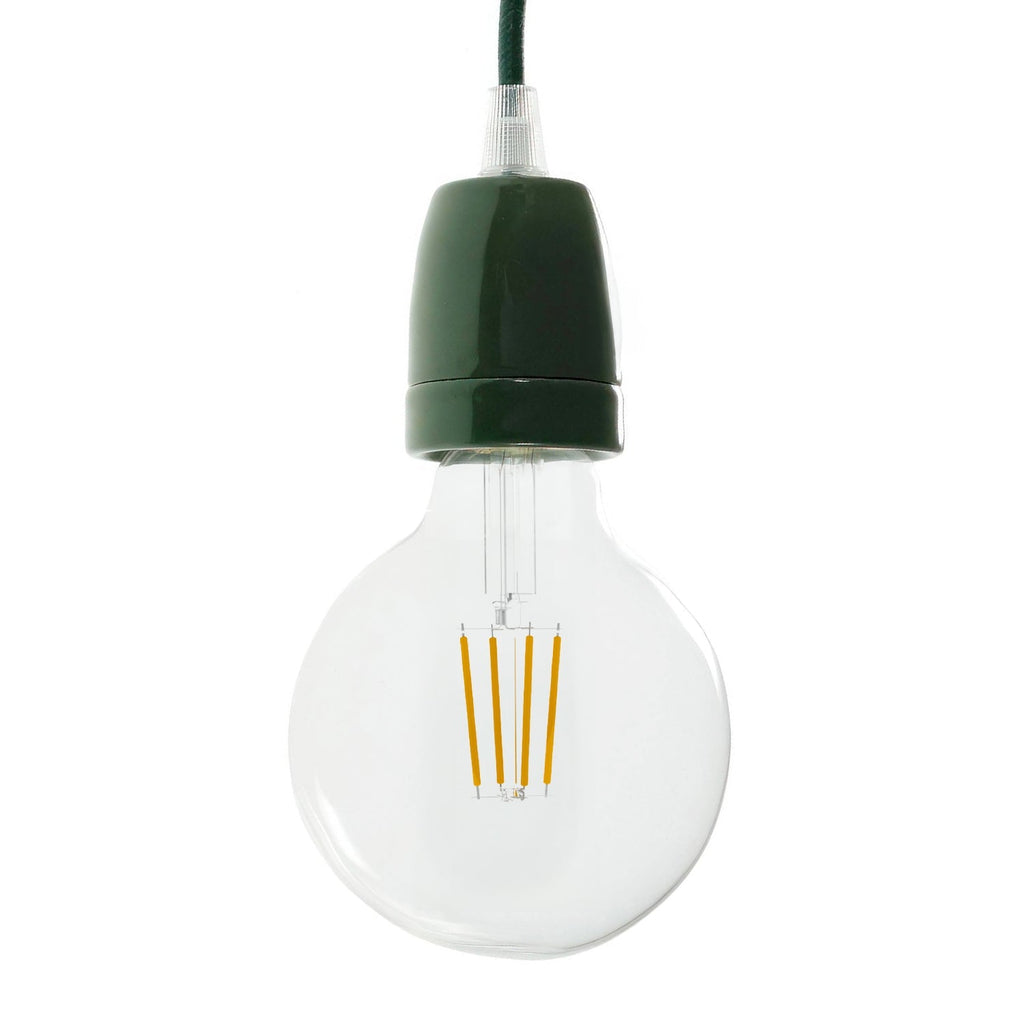 Lampenfassungen E27 Set aus Porzellan - Grün