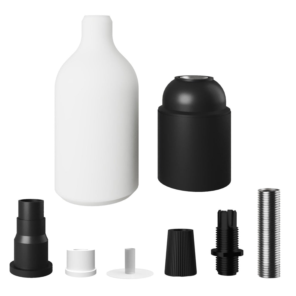 E27 Lampenfassungs-Kit aus Silikon mit versteckter Zugentlastung – Weiß – Ansicht 2