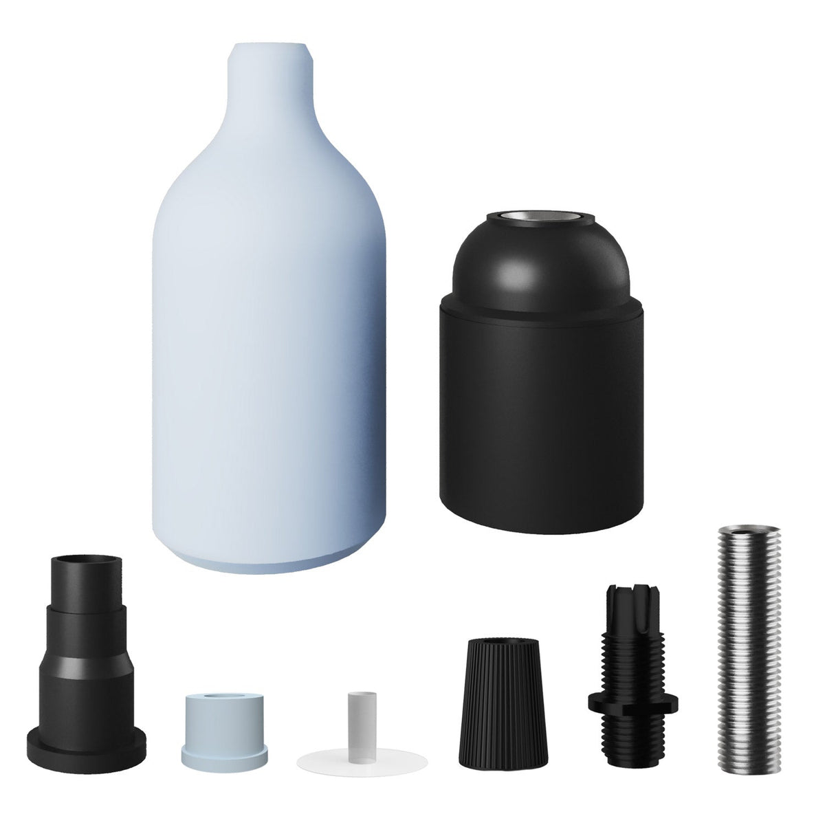E27 Lampenfassung-Kit aus Silikon mit versteckter Kabelklemme – Zuckertütenblau – Ansicht 2