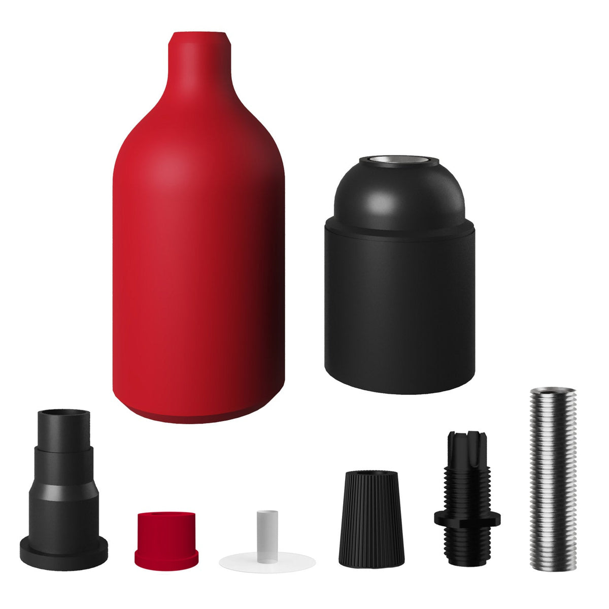 E27 Lampenfassung-Kit aus Silikon mit versteckter Zugentlastung – Rot – Ansicht 2