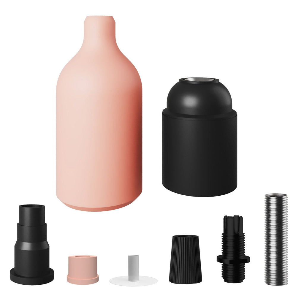 E27 Lampenfassung-Kit aus Silikon mit versteckter Zugentlastung - Lachs – Ansicht 2
