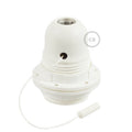 E27 Lampenfassungs-Kit aus Thermoplast mit Doppelring für Lampenschirm und Zugschalter – Weiß