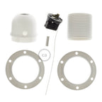 E27 Lampenfassungs-Kit aus Thermoplast mit Doppelring für Lampenschirm und Zugschalter – Weiß – Ansicht 2