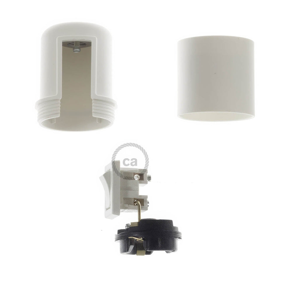 Kit Lampenfassungen E27 aus Thermoplast mit Schalter – Weiß – Ansicht 2