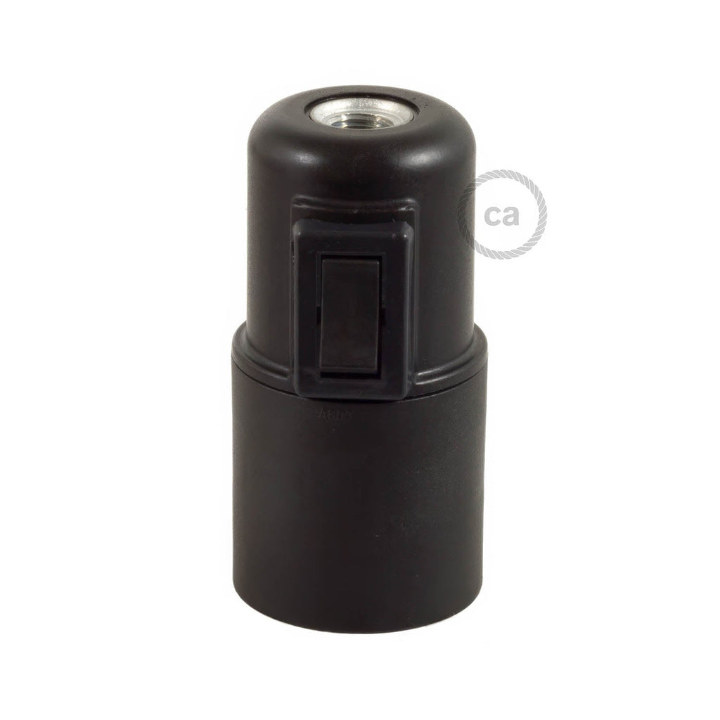 Kit Lampenfassungen E27 aus Thermoplast mit Schalter - Schwarz