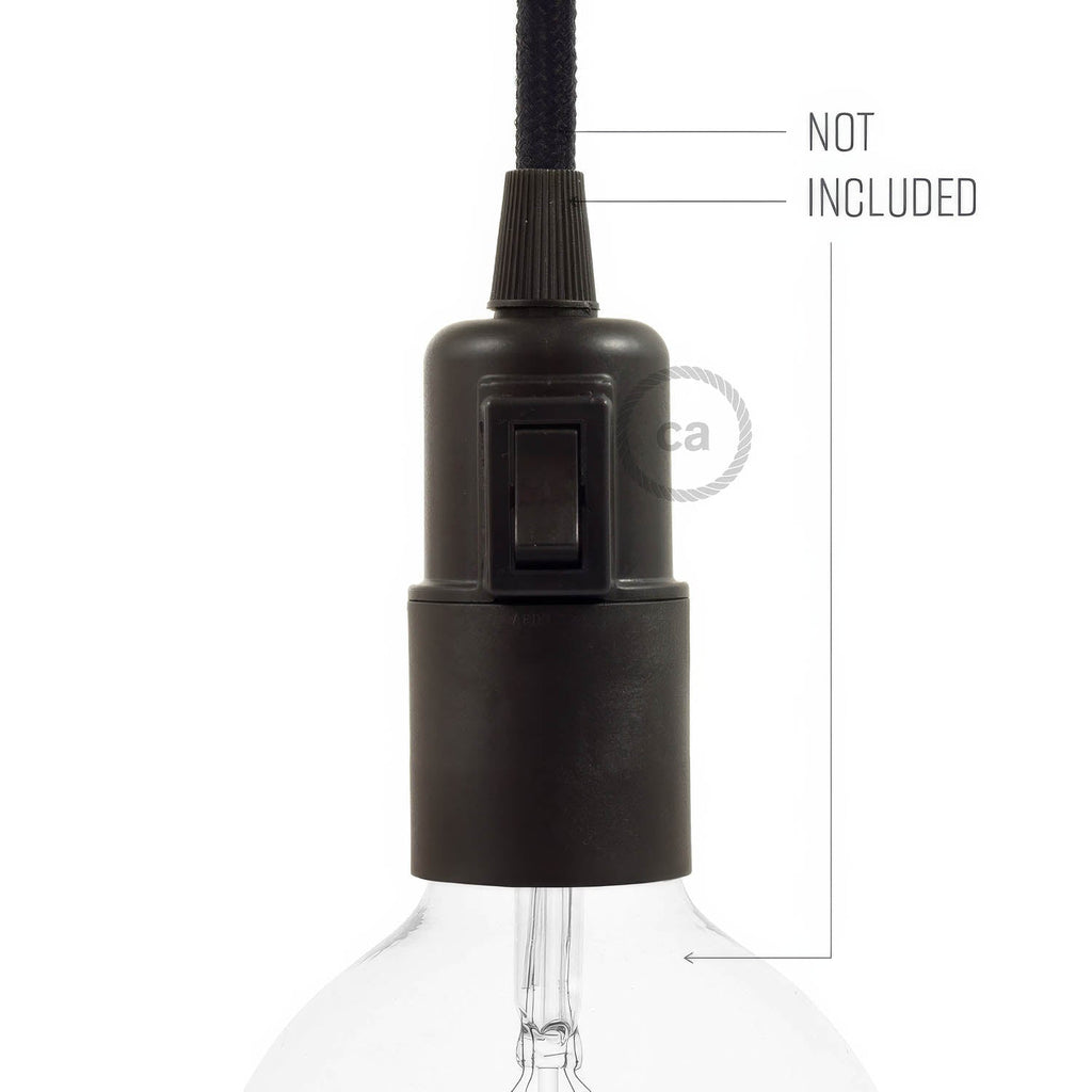 Kit Lampenfassungen E27 aus Thermoplast mit Schalter - Schwarz – Ansicht 3