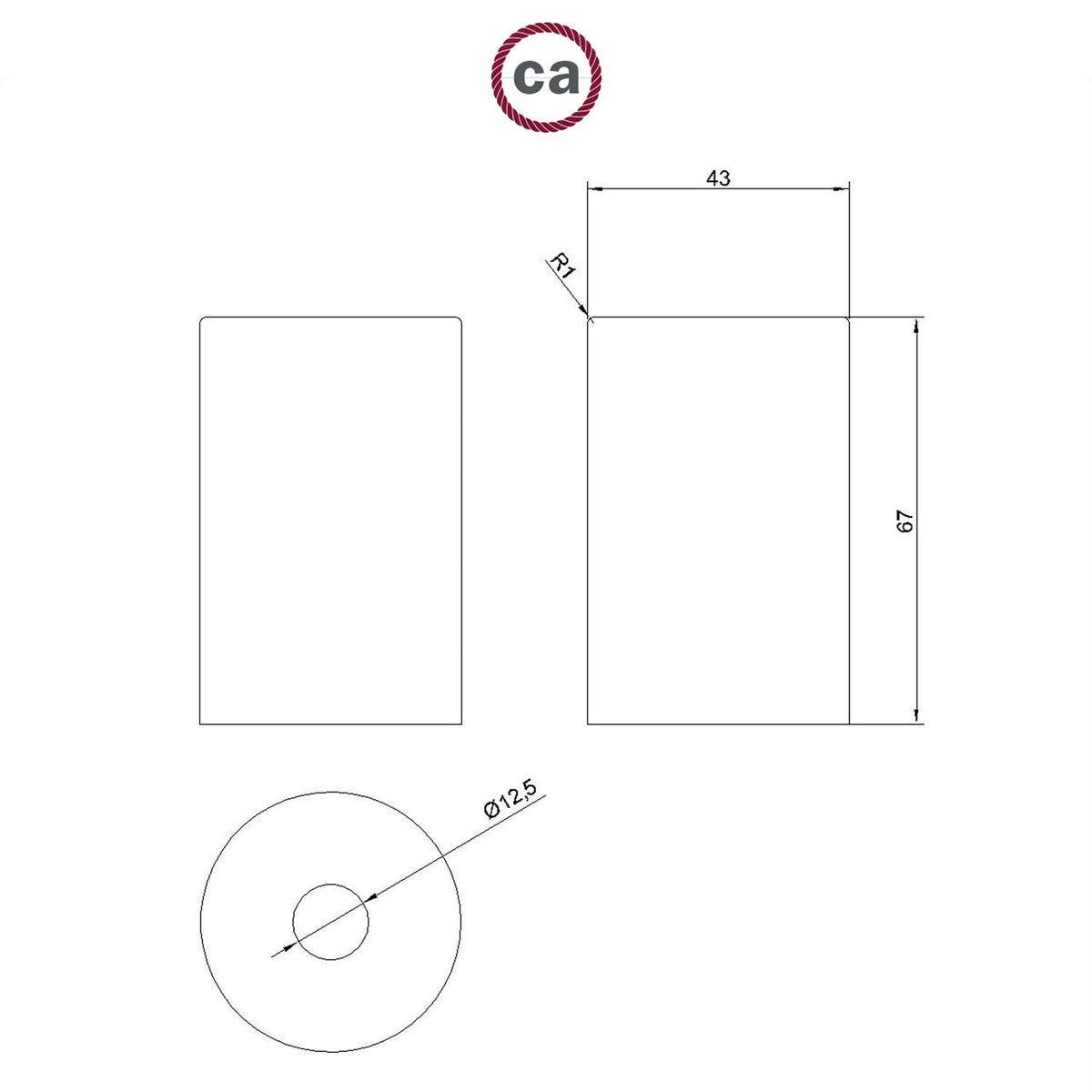 E27 Lampenfassungs-Set Pastell aus Metall mit verstecktem Kabelzugentlaster – Zuckerblau – Ansicht 4