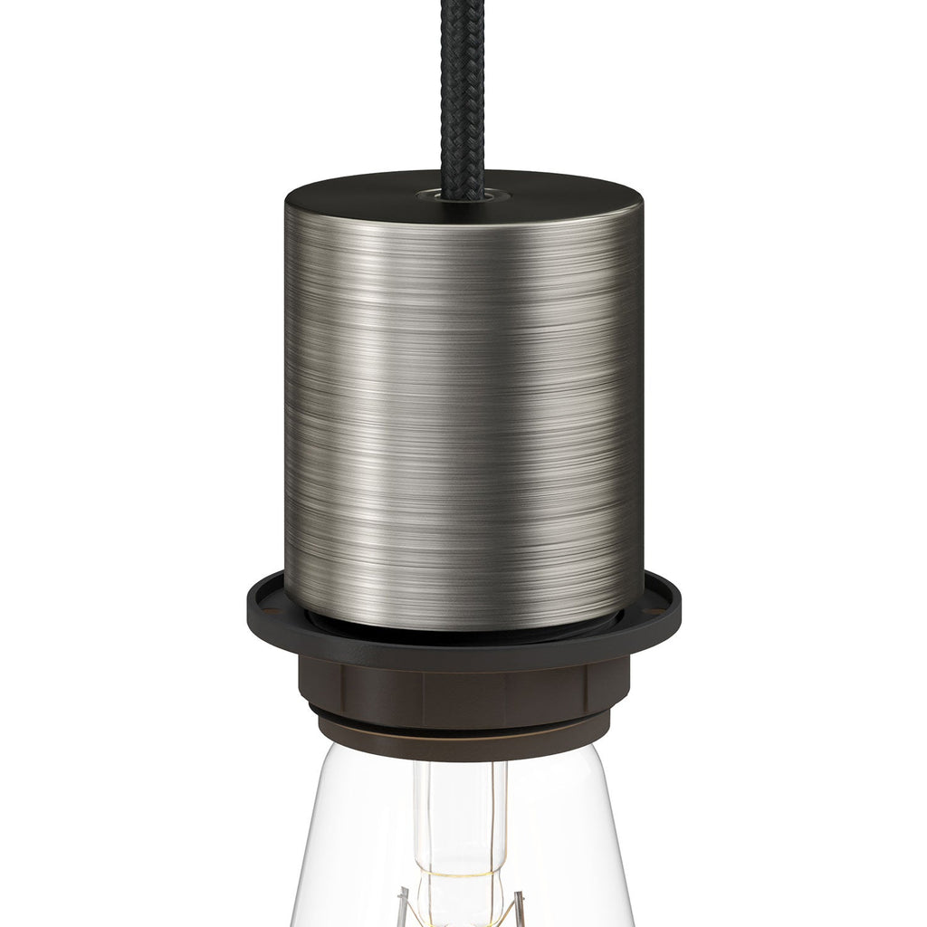 Halbgewindetes E27-Lampenfassungs-Kit aus Metall mit verdecktem Kabelstopper – Satiniertes Titan