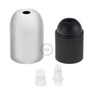 E27 Lampenfassung-Kit halbkugelförmig aus Metall – Chrom – Ansicht 2
