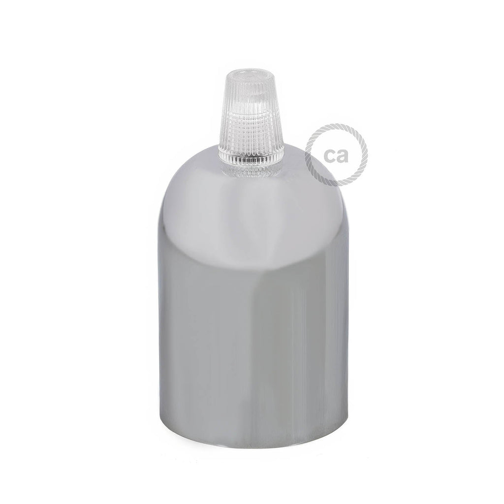 E27 Lampenfassung-Kit halbkugelförmig aus Metall – Chrom – Ansicht 3