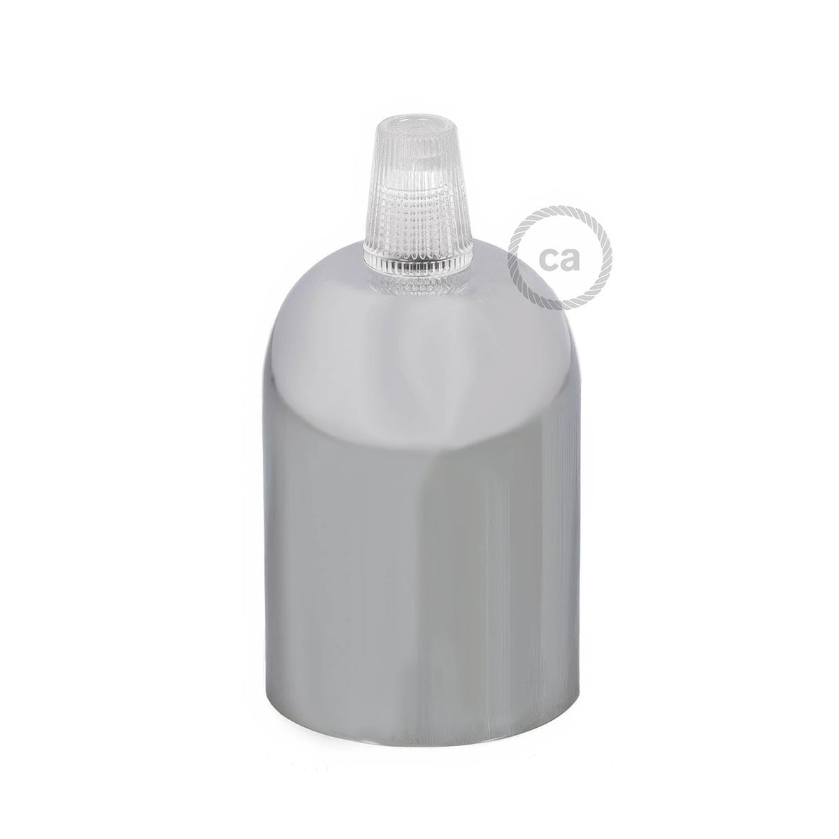 E27 Lampenfassung-Kit halbkugelförmig aus Metall – Chrom – Ansicht 3