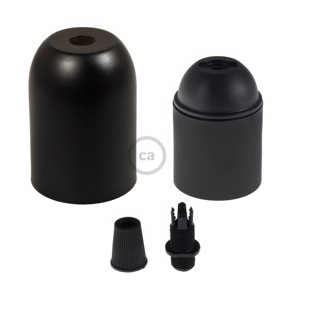 Kit Lampenfassungen E27 halbkugelförmig aus Metall - Schwarz – Ansicht 2