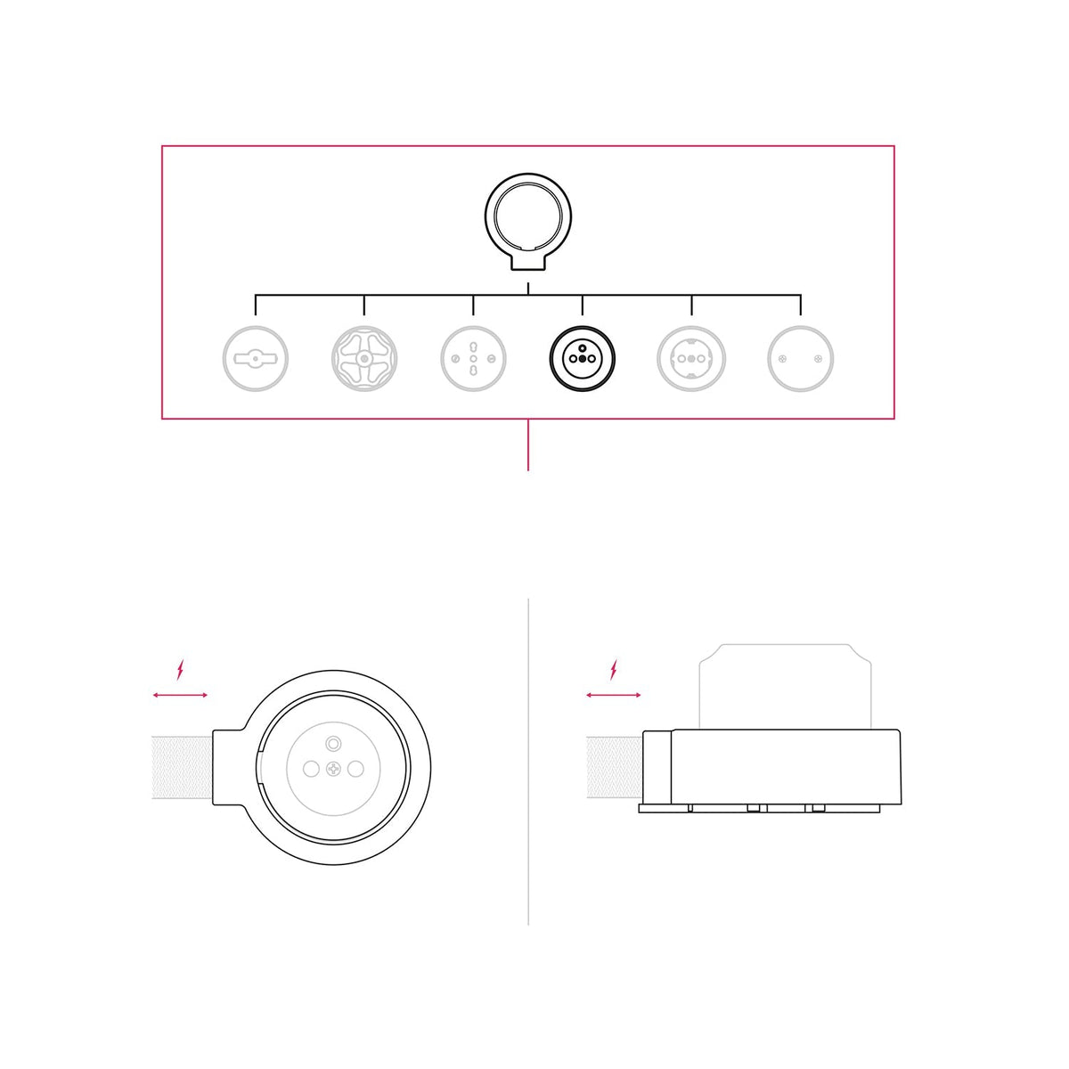 Kit Französische Steckdose und Porzellanunterteil für Creative-Tubes – Weiß – Ansicht 7