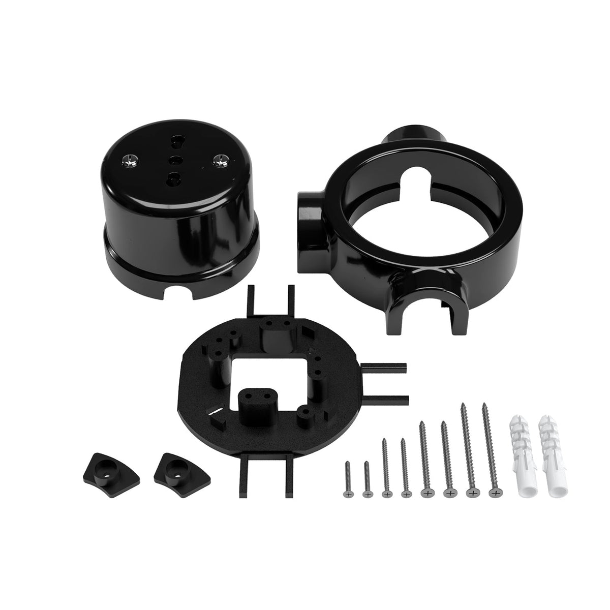 Kit Zweifach-Kombisteckdose (ital. Norm 10/16A) und Sockel für Creative-Tubes aus Porzellan – Schwarz – Ansicht 24