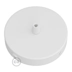 Zylindrischer Baldachin-Kit aus Metall mit 1 Zentralloch und 2 seitlichen Löchern - Mattweiß – Ansicht 2