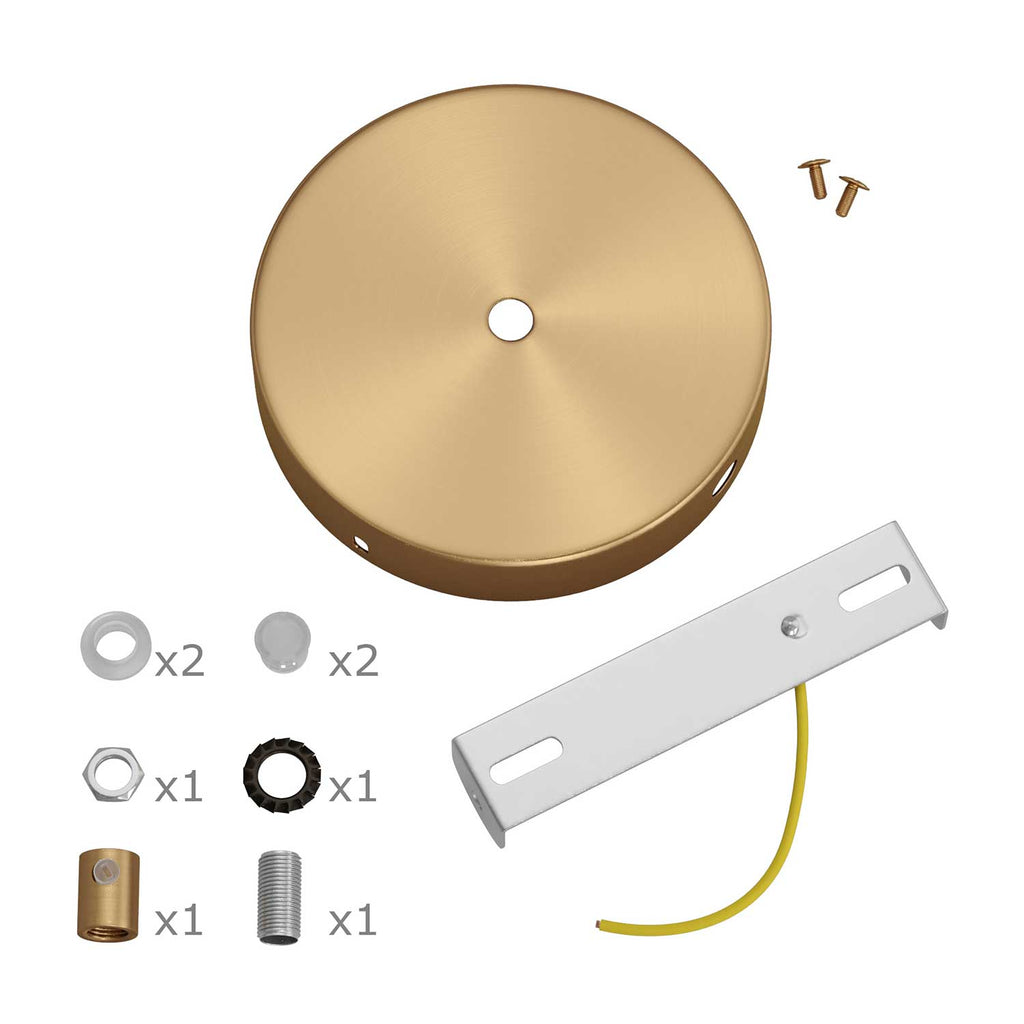 Zylindrisches Baldachin-Kit aus Metall mit 1 mittigem und 2 seitlichen Löchern – Gebürstete Bronze – Ansicht 8