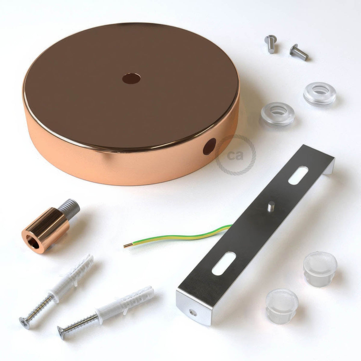 Zylindrische Baldachin-Kit aus Metall mit 1 zentralem und 2 seitlichen Löchern – Kupfer – Ansicht 8