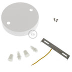 Zylindrisches Lampenbaldachin-Set aus Metall mit 2 Löchern – Glänzend Weiß – Ansicht 3