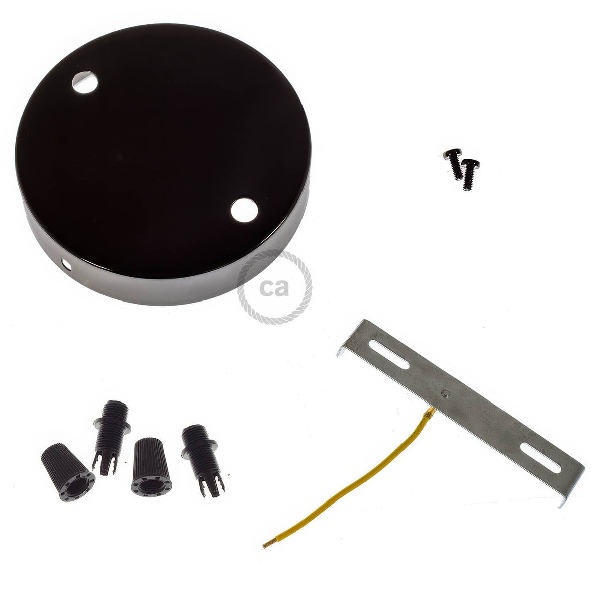 Zylindrischer Metallbaldachin-Kit mit 2 Löchern – Perlschwarz – Ansicht 3