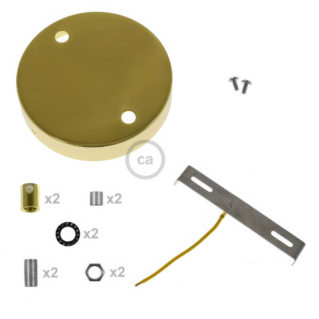 Zylindrisches Lampenbaldachin-Kit aus Metall mit 2 Löchern – Messing – Ansicht 8