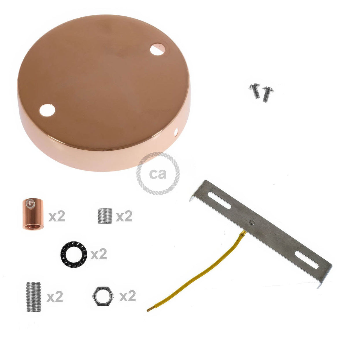 Kit zylindrischer Lampenbaldachin aus Metall mit 2 Löchern - Kupfer – Ansicht 8