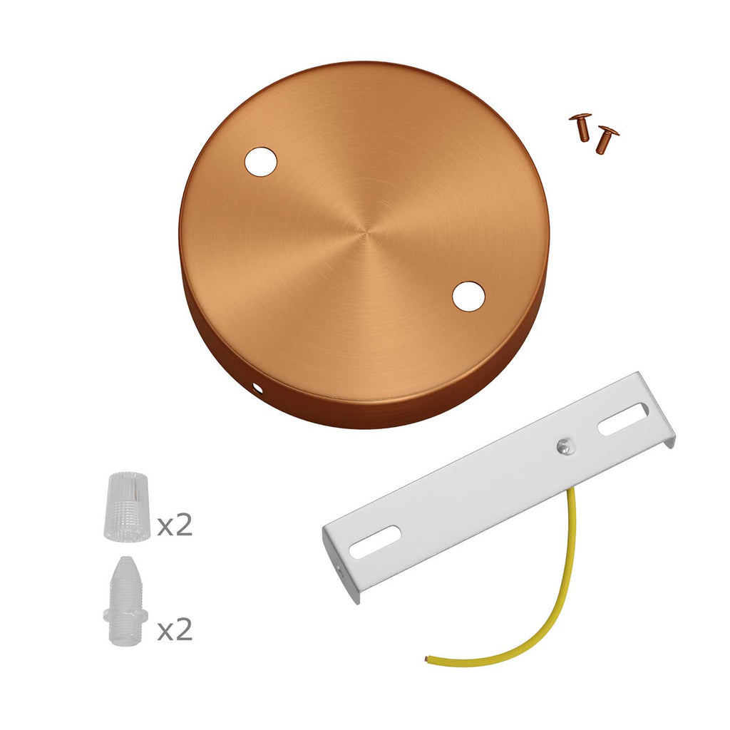 Zylindrisches Metall-Baldachin-Kit mit 2 Öffnungen – Satin-Kupfer – Ansicht 3