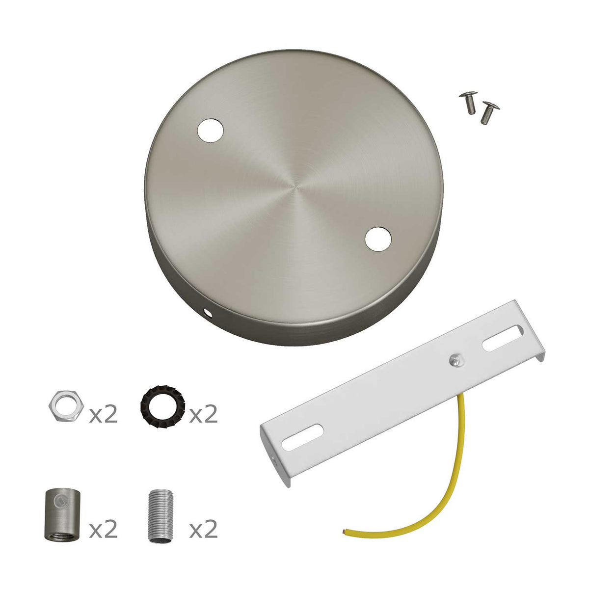 Kit zylindrischer Lampenbaldachin aus Metall mit 2 Öffnungen - Satin-Titan – Ansicht 8