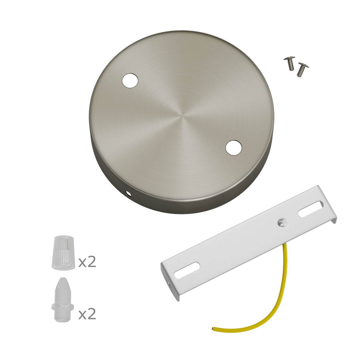 Kit zylindrischer Lampenbaldachin aus Metall mit 2 Öffnungen - Satin-Titan – Ansicht 3