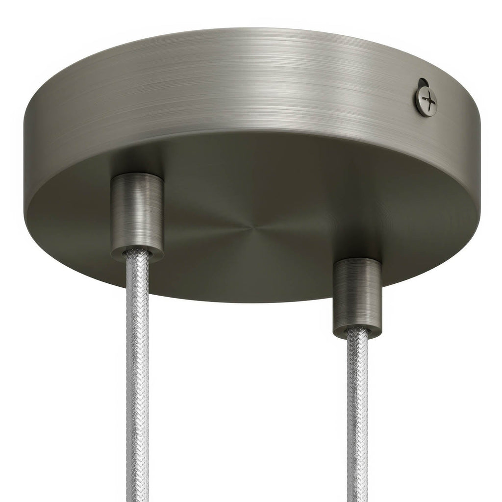 Kit zylindrischer Lampenbaldachin aus Metall mit 2 Öffnungen - Satin-Titan – Ansicht 6