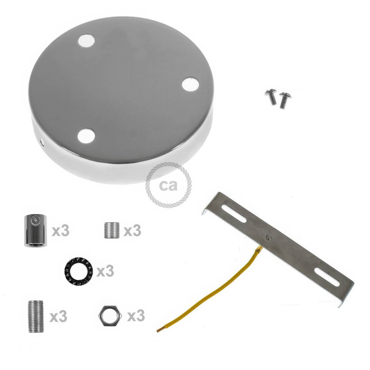 Kit Metall-Zylinderbaldachin mit 3 Löchern – Chrom – Ansicht 8