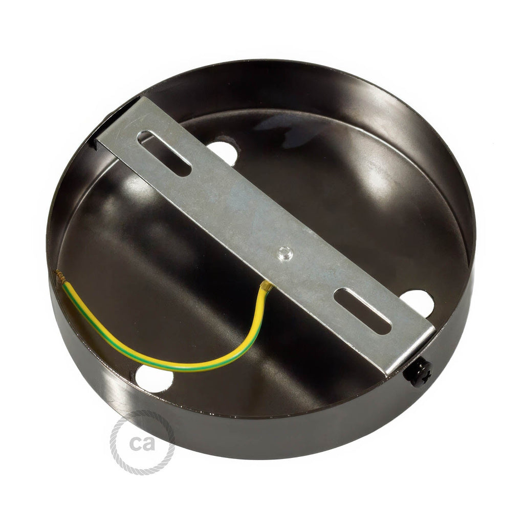 Zylindrisches Lampenbaldachin-Set aus Metall mit 3 Löchern – Perlschwarz – Ansicht 4